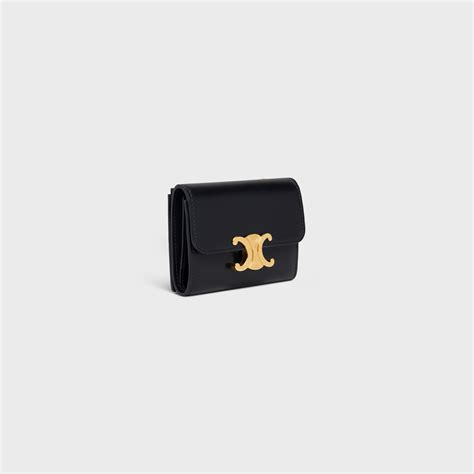 celine compact wallet with coin triomphe|Celine small triomphe wallet.